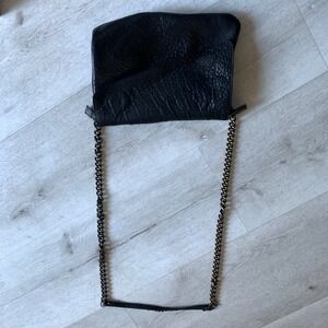 Maxon Collection Black Pebbled Leather Crossbody Bag Made in Italy Triple Zip